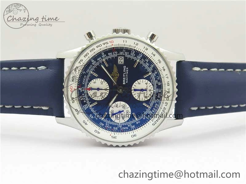 Navitimer 41mm SS B50 Best Edition SS Blue Dial Stick Markers on Leather Strap A7750