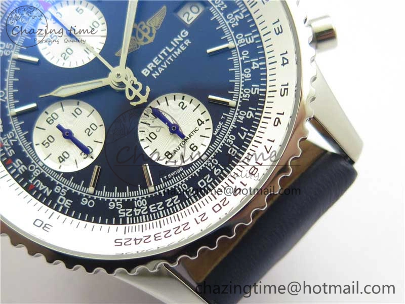Navitimer 41mm SS B50 Best Edition SS Blue Dial Stick Markers on Leather Strap A7750