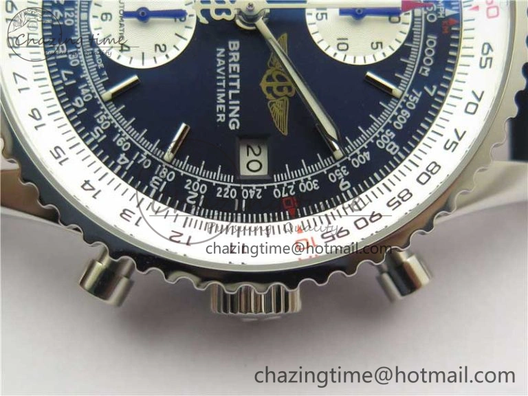 Navitimer 41mm SS B50 Best Edition SS Blue Dial Stick Markers on Leather Strap A7750