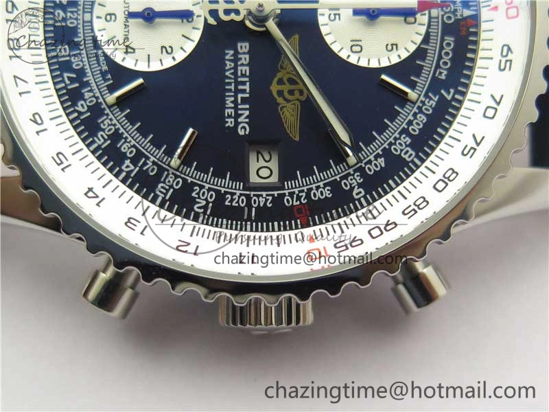 Navitimer 41mm SS B50 Best Edition SS Blue Dial Stick Markers on Leather Strap A7750