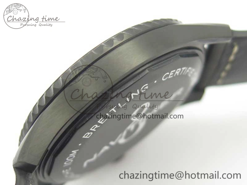 Navitimer 8 Automatic 41mm Black Steel ZF 1:1 Best Edition Black Dial on Black Leather Strap A2824