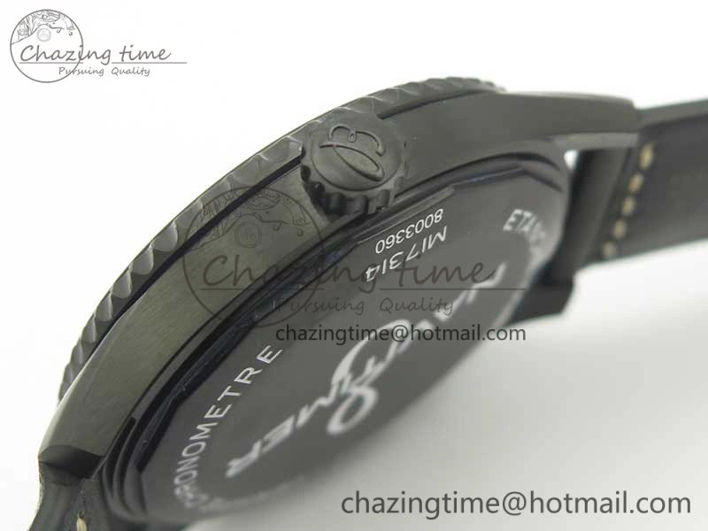 Navitimer 8 Automatic 41mm Black Steel ZF 1:1 Best Edition Black Dial on Black Leather Strap A2824