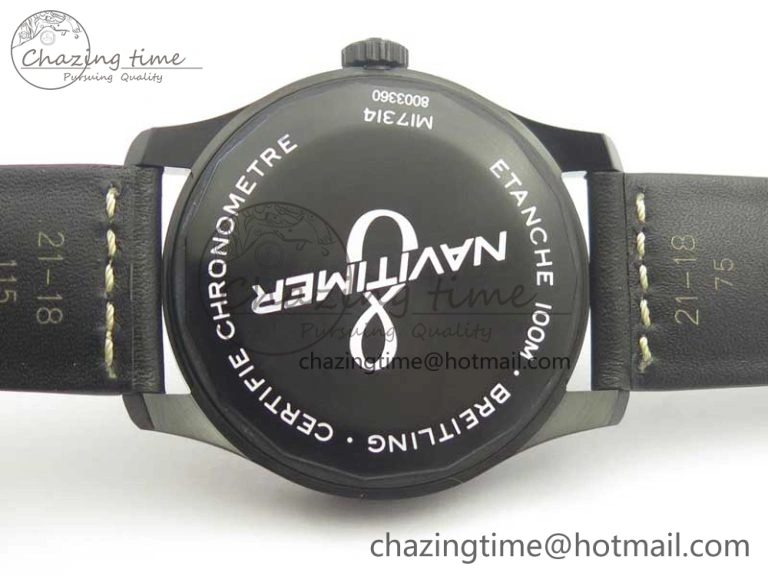Navitimer 8 Automatic 41mm Black Steel ZF 1:1 Best Edition Black Dial on Black Leather Strap A2824