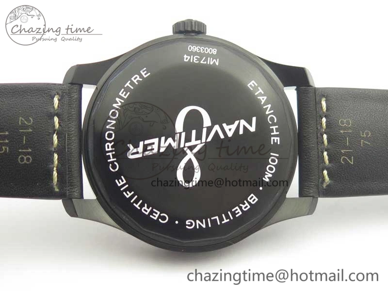 Navitimer 8 Automatic 41mm Black Steel ZF 1:1 Best Edition Black Dial on Black Leather Strap A2824