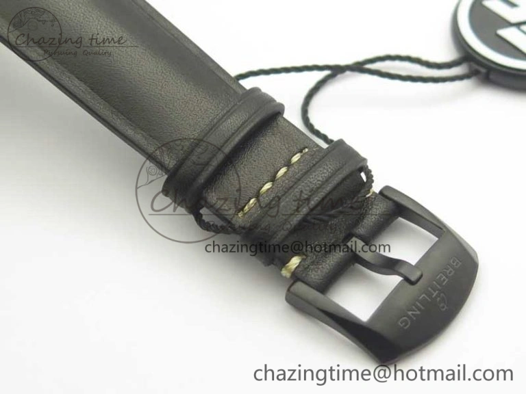 Navitimer 8 Automatic 41mm Black Steel ZF 1:1 Best Edition Black Dial on Black Leather Strap A2824