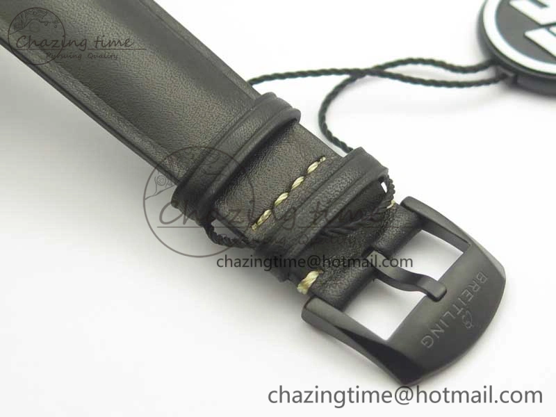 Navitimer 8 Automatic 41mm Black Steel ZF 1:1 Best Edition Black Dial on Black Leather Strap A2824