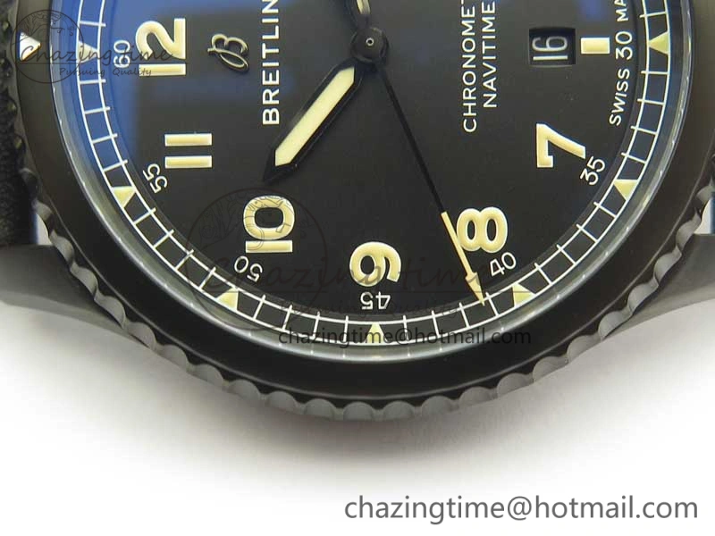 Navitimer 8 Automatic 41mm Black Steel ZF 1:1 Best Edition Black Dial on Black Leather Strap A2824