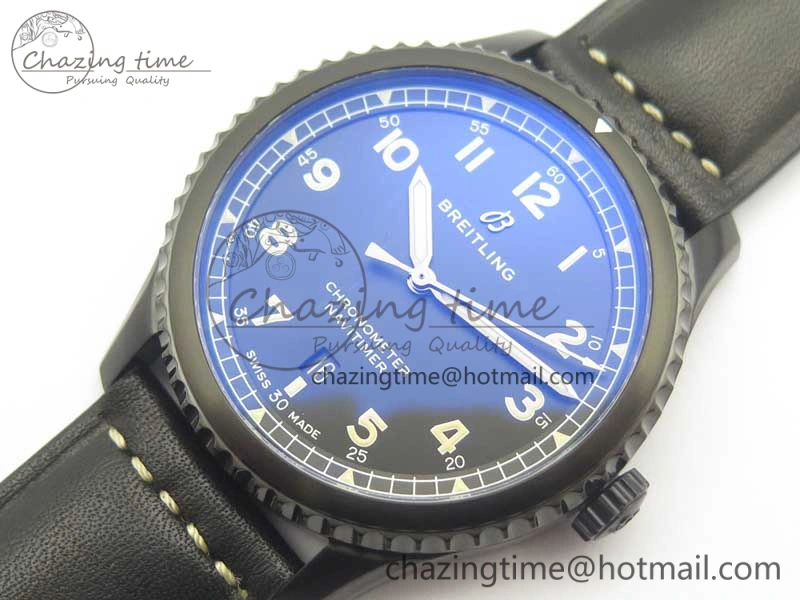 Navitimer 8 Automatic 41mm Black Steel ZF 1:1 Best Edition Black Dial on Black Leather Strap A2824