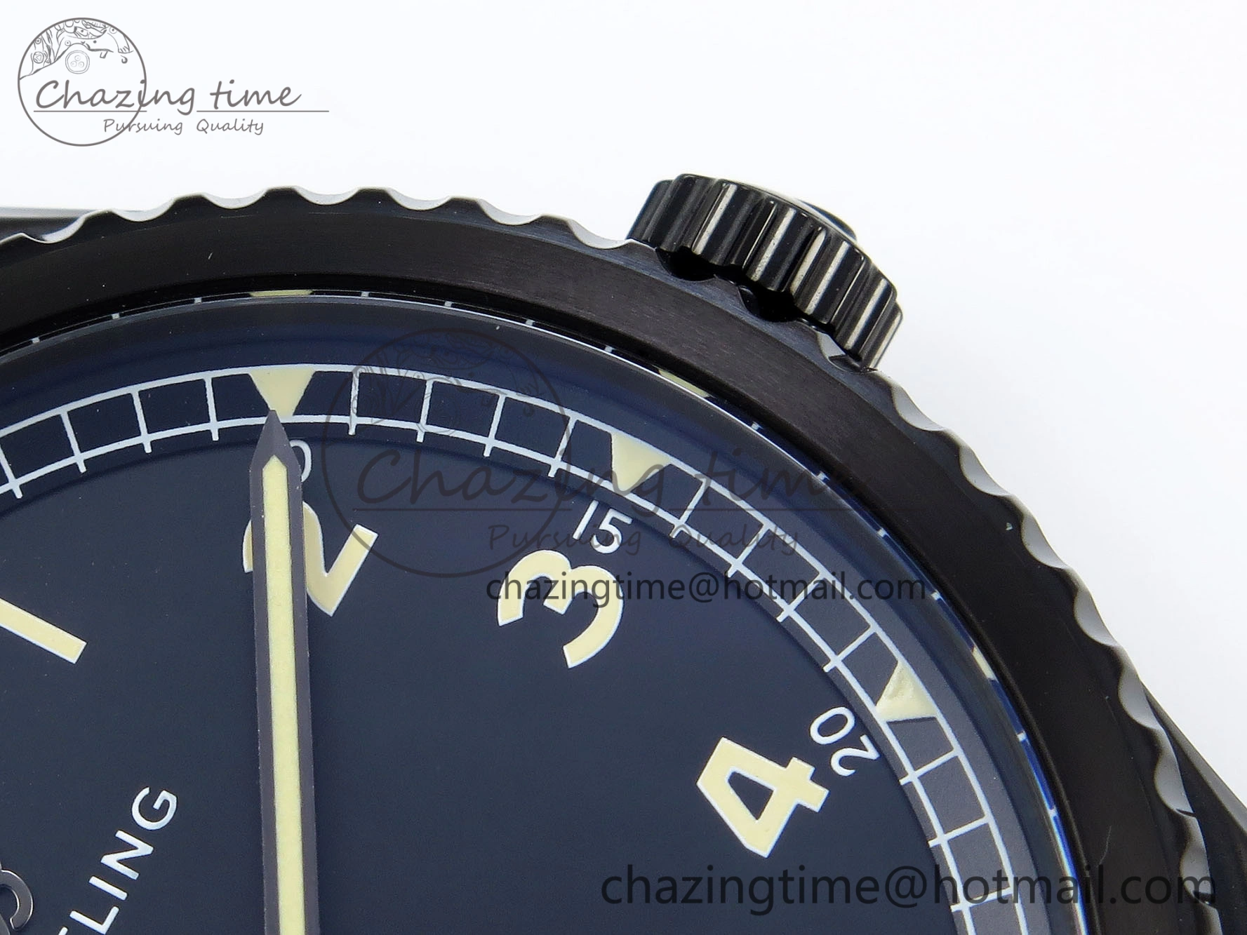 Navitimer 8 Automatic 41mm PVD TF 1:1 Best Edition Black Dial on Black Leather Strap A2824