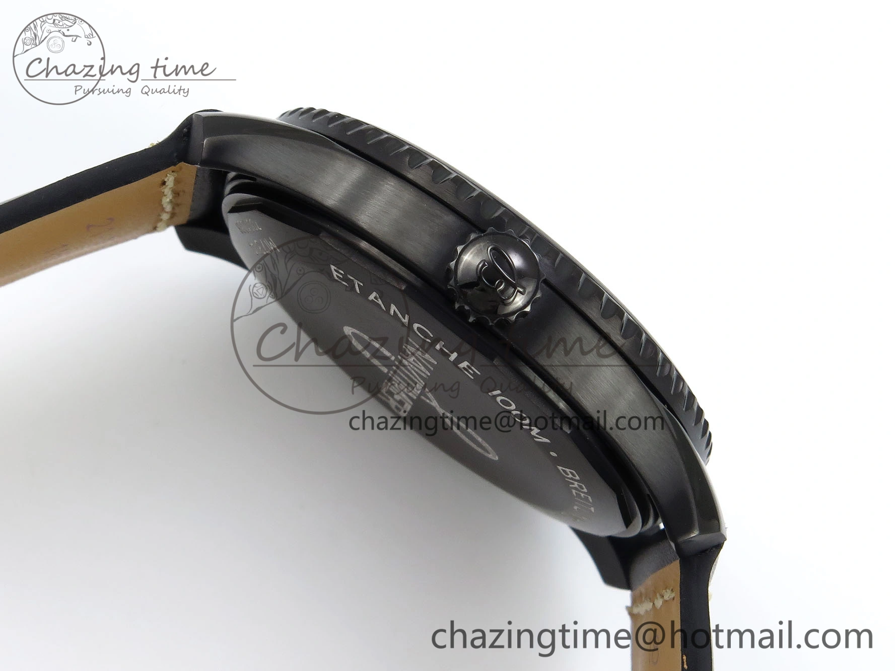 Navitimer 8 Automatic 41mm PVD TF 1:1 Best Edition Black Dial on Black Leather Strap A2824