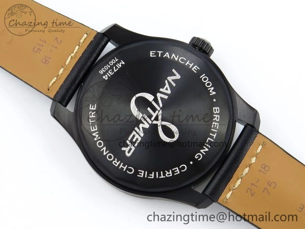 Navitimer 8 Automatic 41mm PVD TF 1:1 Best Edition Black Dial on Black Leather Strap A2824