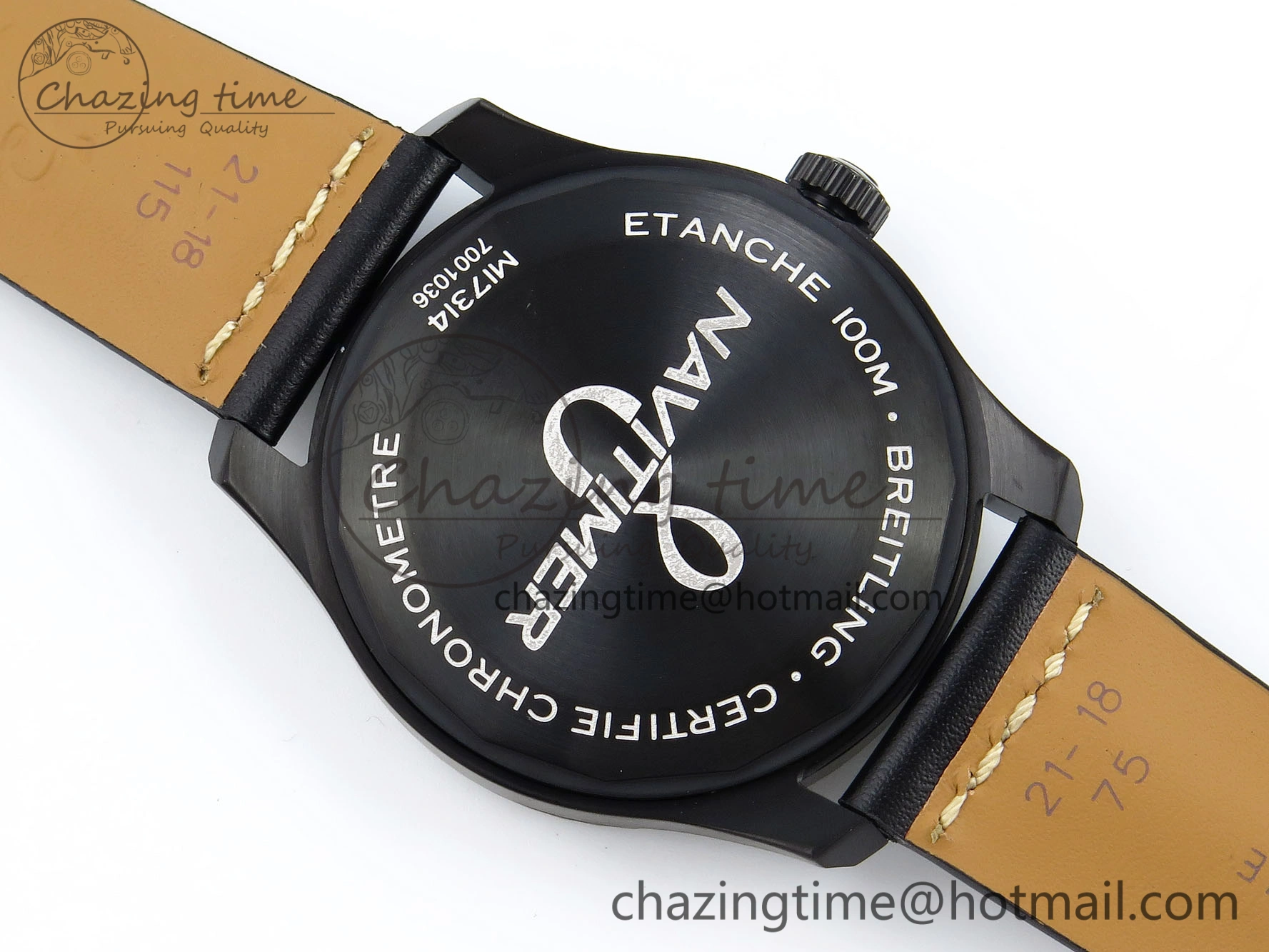 Navitimer 8 Automatic 41mm PVD TF 1:1 Best Edition Black Dial on Black Leather Strap A2824