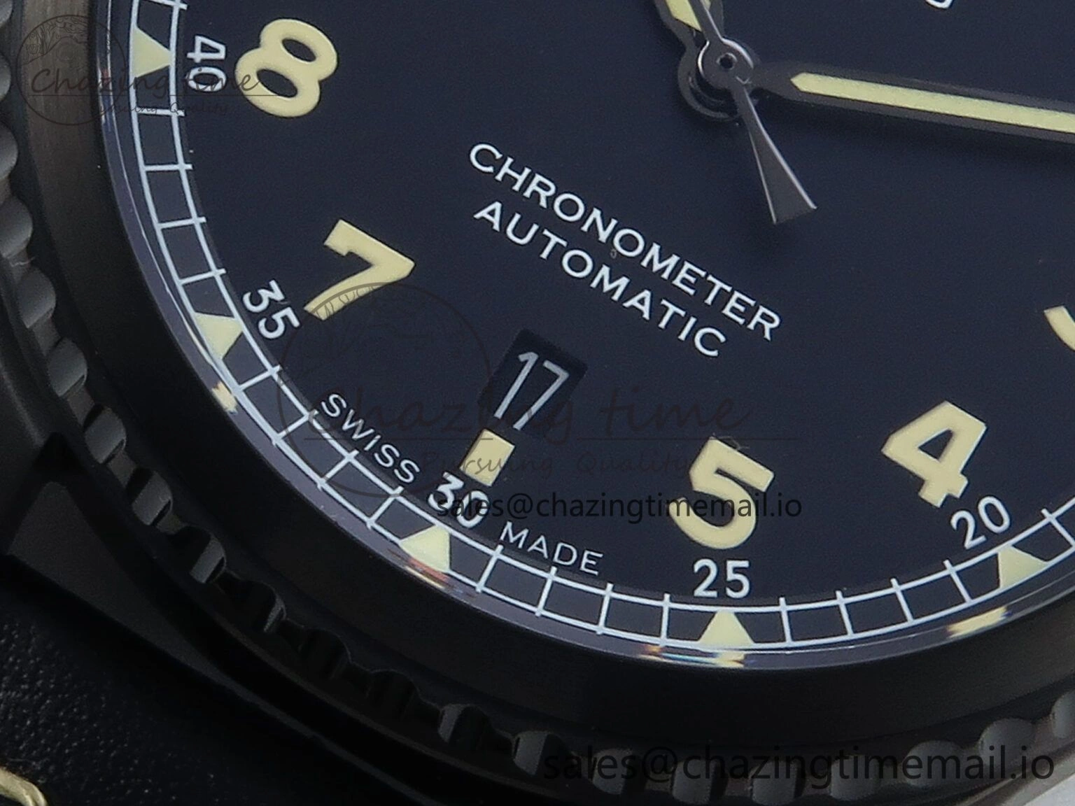 Navitimer 8 Automatic 41mm PVD TF 1:1 Best Edition Black Dial on Black Leather Strap A2824