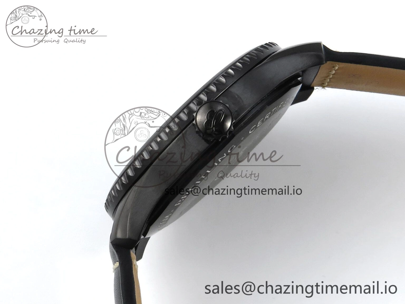 Navitimer 8 Automatic 41mm PVD TF 1:1 Best Edition Black Dial on Black Leather Strap A2824