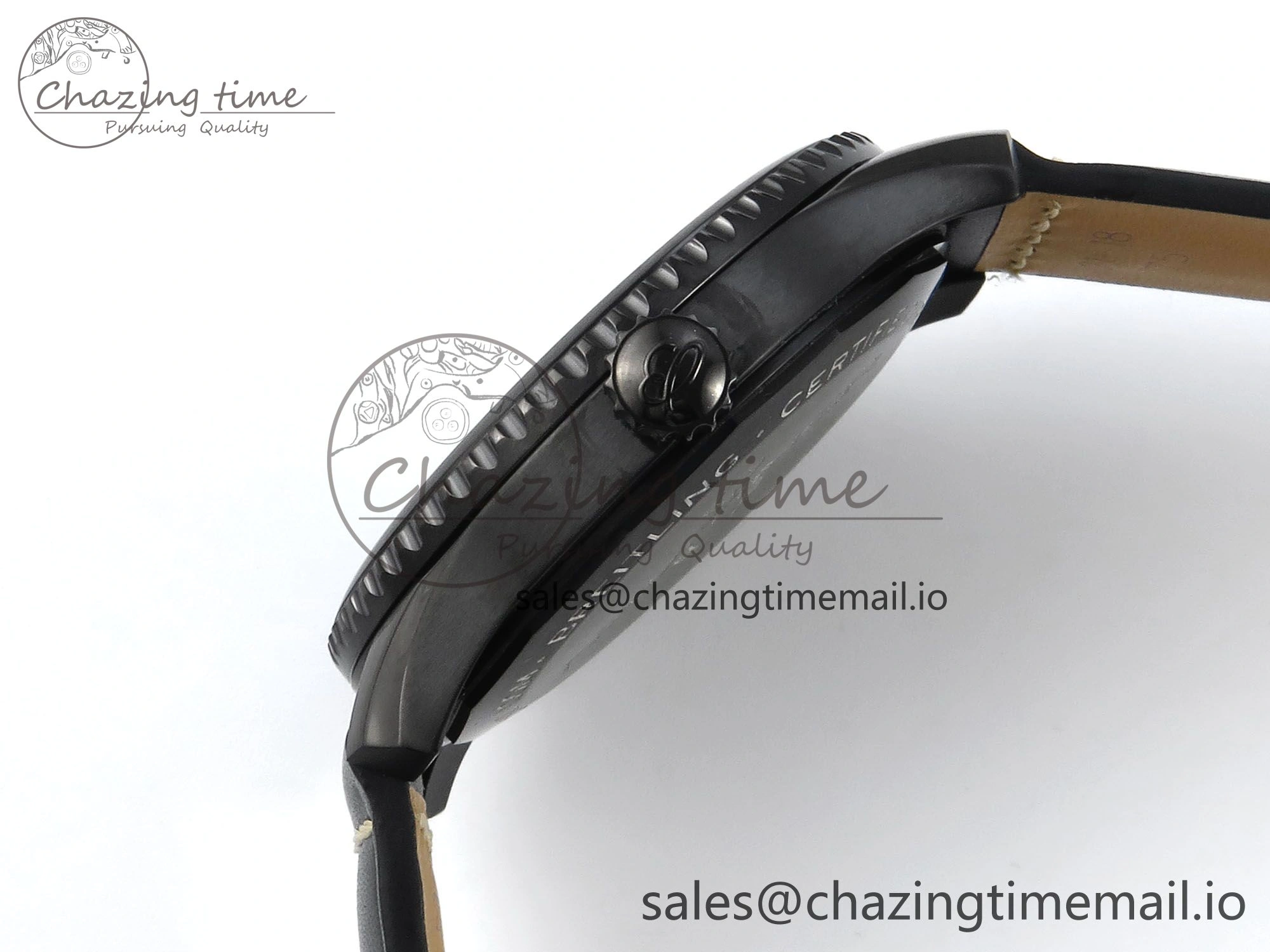 Navitimer 8 Automatic 41mm PVD TF 1:1 Best Edition Black Dial on Black Leather Strap A2824