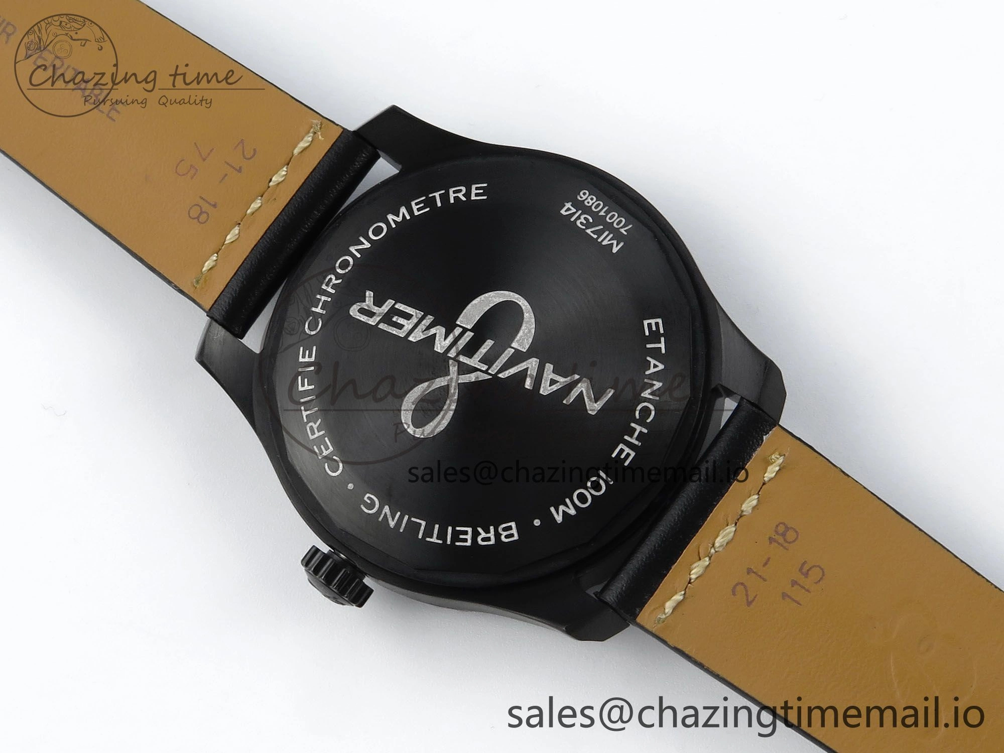 Navitimer 8 Automatic 41mm PVD TF 1:1 Best Edition Black Dial on Black Leather Strap A2824
