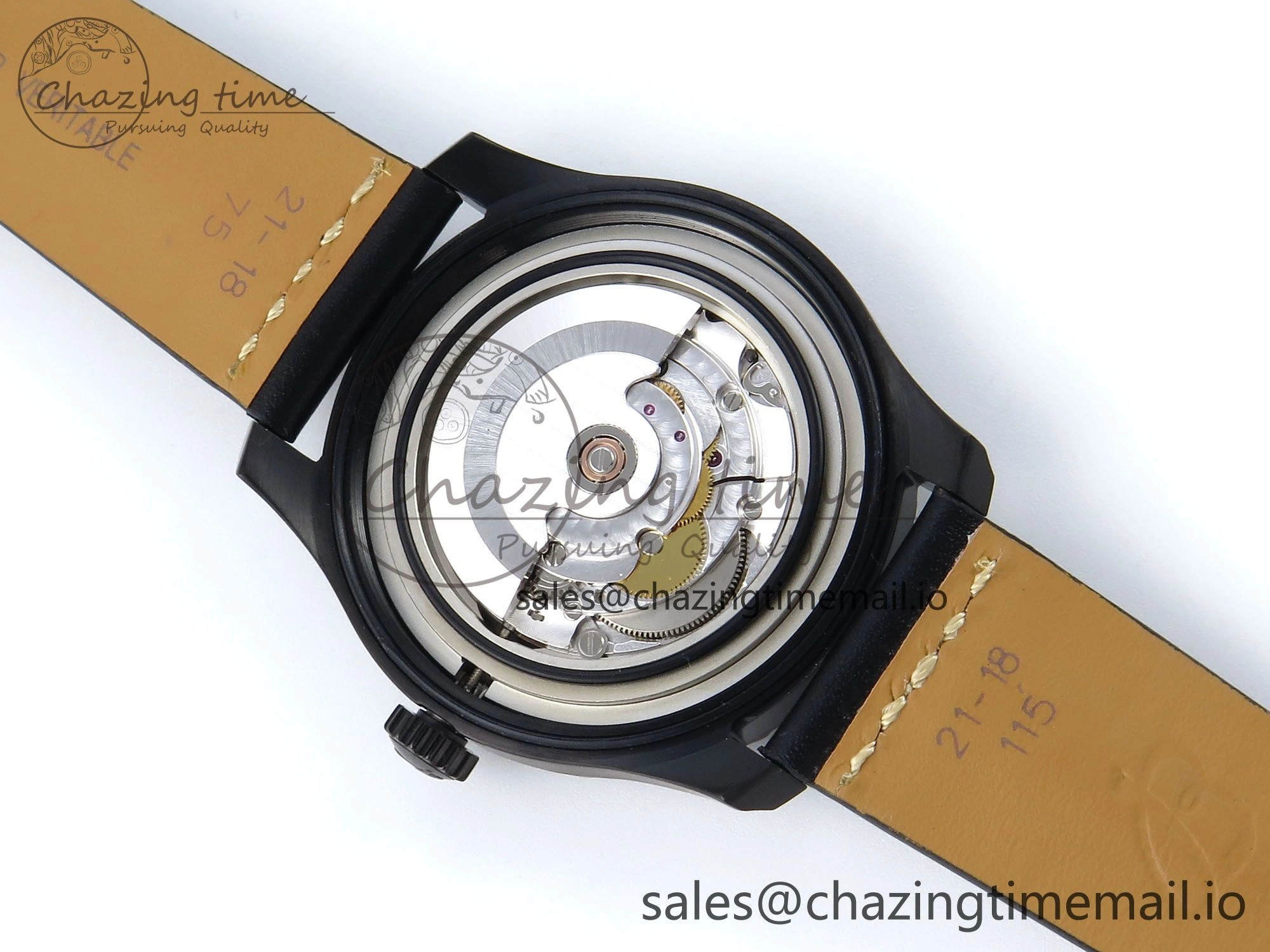 Navitimer 8 Automatic 41mm PVD TF 1:1 Best Edition Black Dial on Black Leather Strap A2824