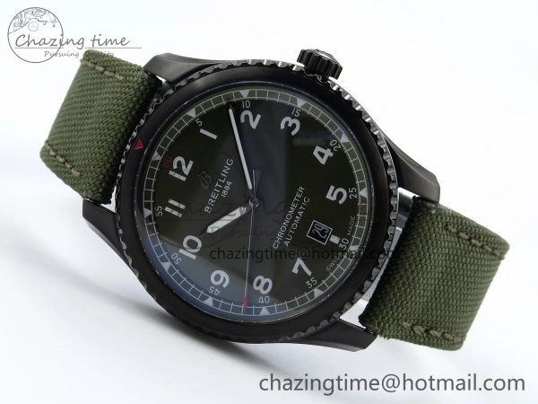 Navitimer 8 Automatic 41mm PVD TF 1:1 Best Edition Green Dial on Green Nylon Strap A2824