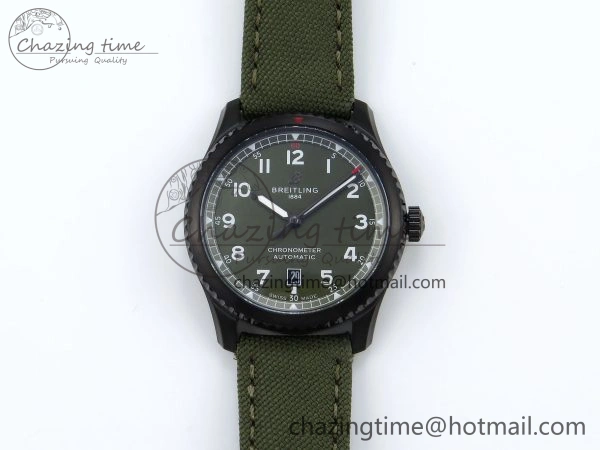 Navitimer 8 Automatic 41mm PVD TF 1:1 Best Edition Green Dial on Green Nylon Strap A2824