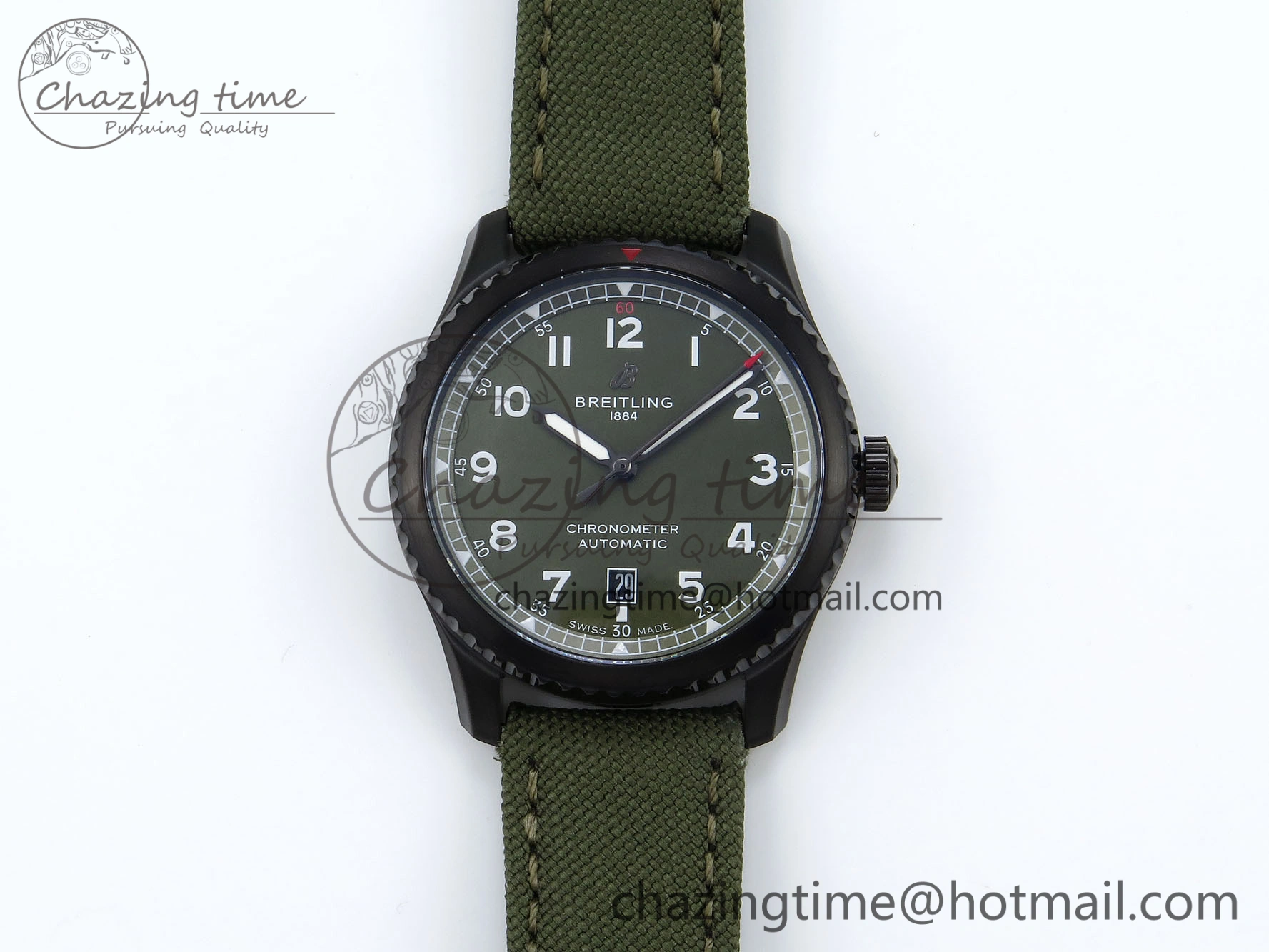 Navitimer 8 Automatic 41mm PVD TF 1:1 Best Edition Green Dial on Green Nylon Strap A2824