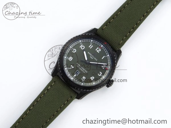 Navitimer 8 Automatic 41mm PVD TF 1:1 Best Edition Green Dial on Green Nylon Strap A2824