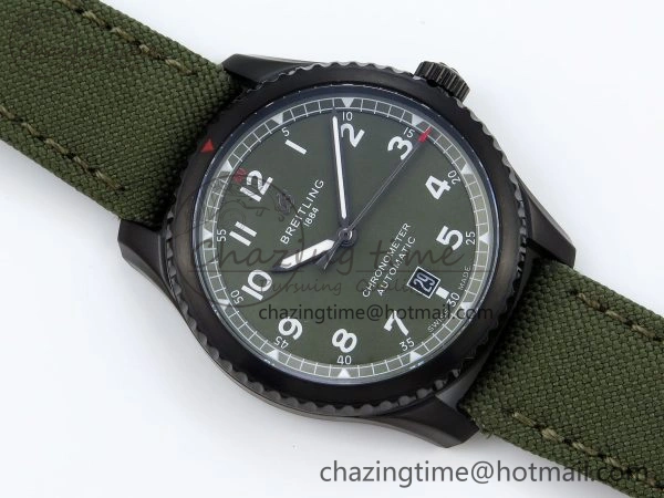 Navitimer 8 Automatic 41mm PVD TF 1:1 Best Edition Green Dial on Green Nylon Strap A2824