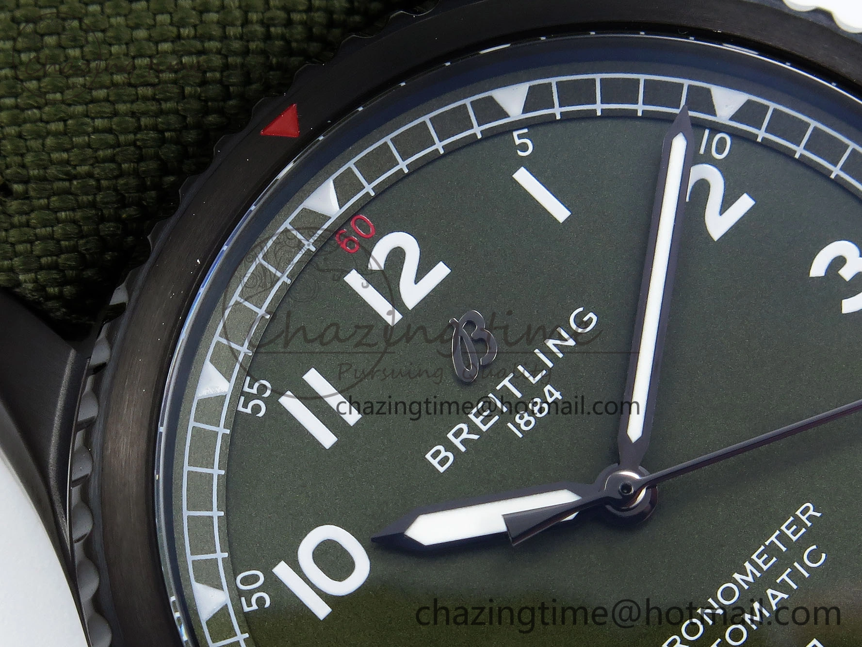 Navitimer 8 Automatic 41mm PVD TF 1:1 Best Edition Green Dial on Green Nylon Strap A2824