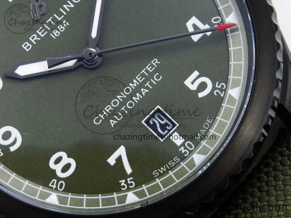 Navitimer 8 Automatic 41mm PVD TF 1:1 Best Edition Green Dial on Green Nylon Strap A2824