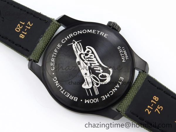 Navitimer 8 Automatic 41mm PVD TF 1:1 Best Edition Green Dial on Green Nylon Strap A2824
