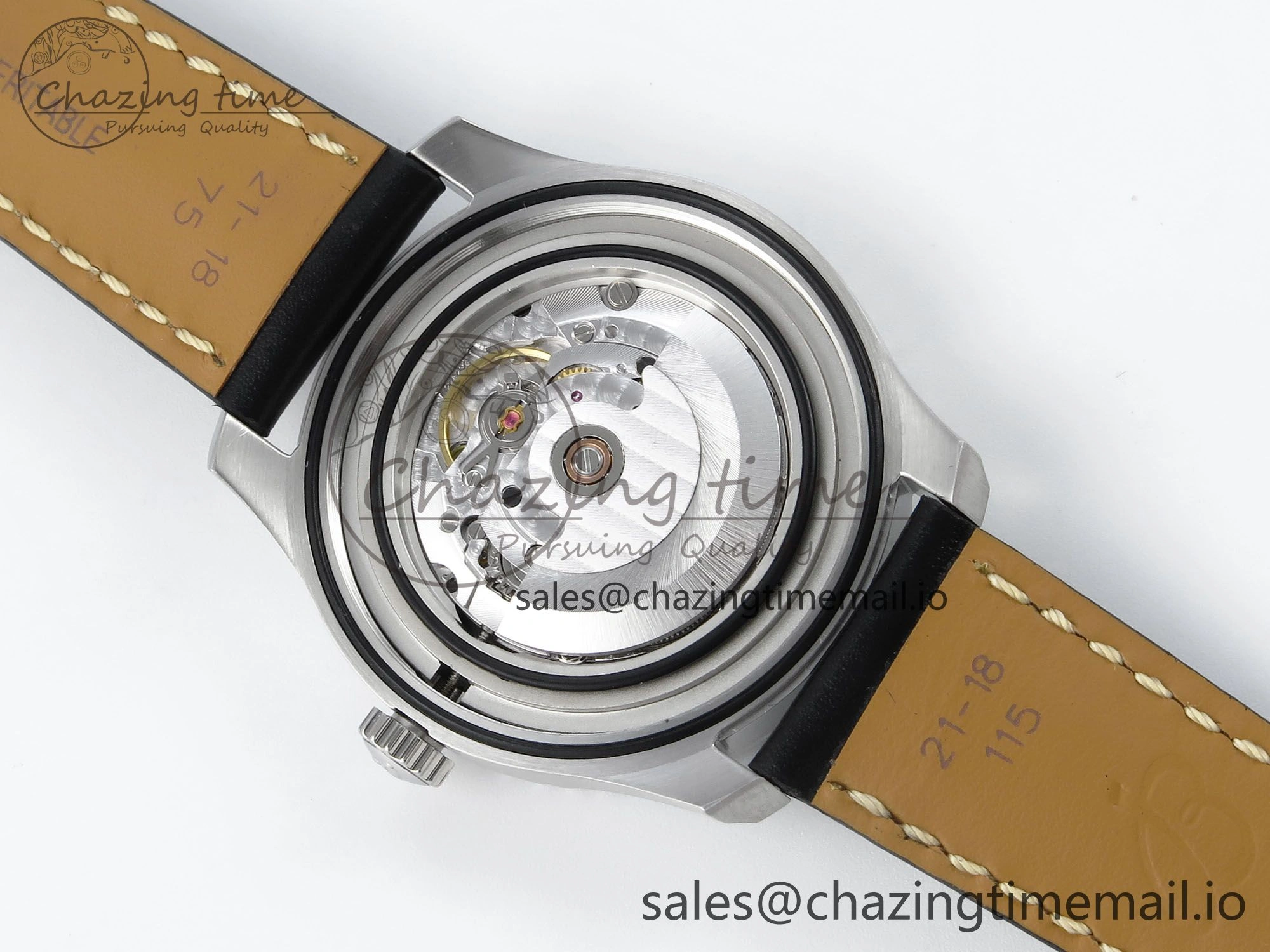 Navitimer 8 Automatic 41mm SS TF 1:1 Best Edition Black Dial on Black Leather Strap A2824