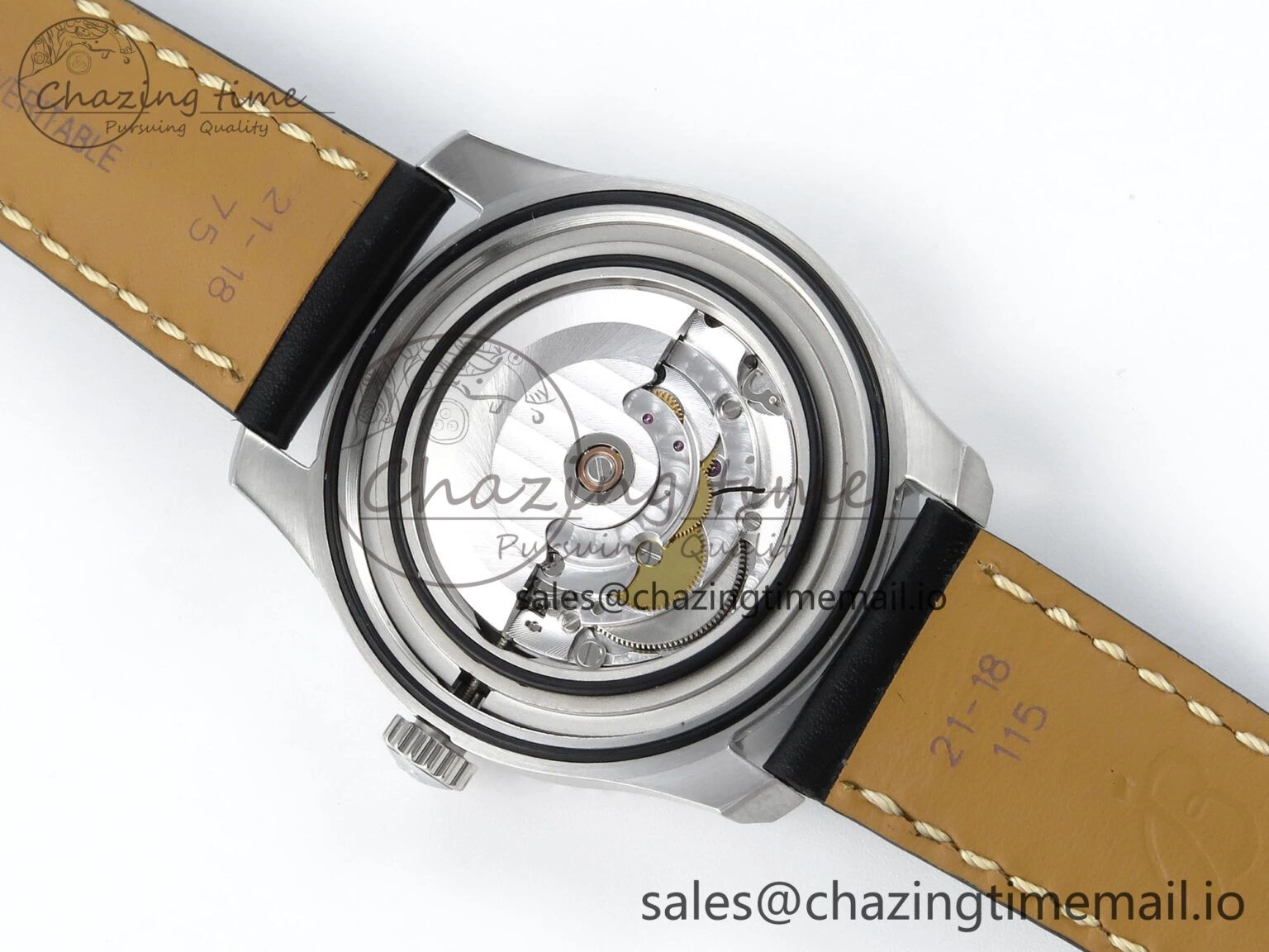 Navitimer 8 Automatic 41mm SS TF 1:1 Best Edition Black Dial on Black Leather Strap A2824