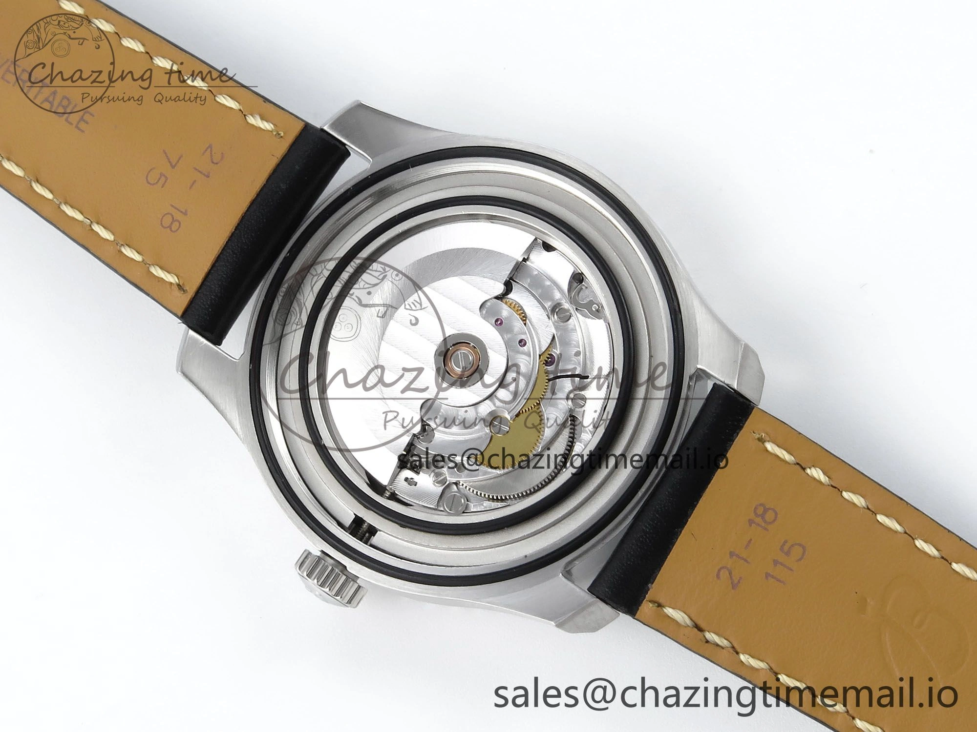 Navitimer 8 Automatic 41mm SS TF 1:1 Best Edition Black Dial on Black Leather Strap A2824