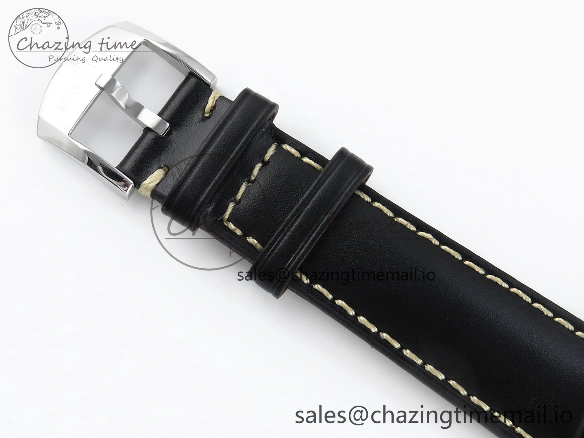 Navitimer 8 Automatic 41mm SS TF 1:1 Best Edition Black Dial on Black Leather Strap A2824