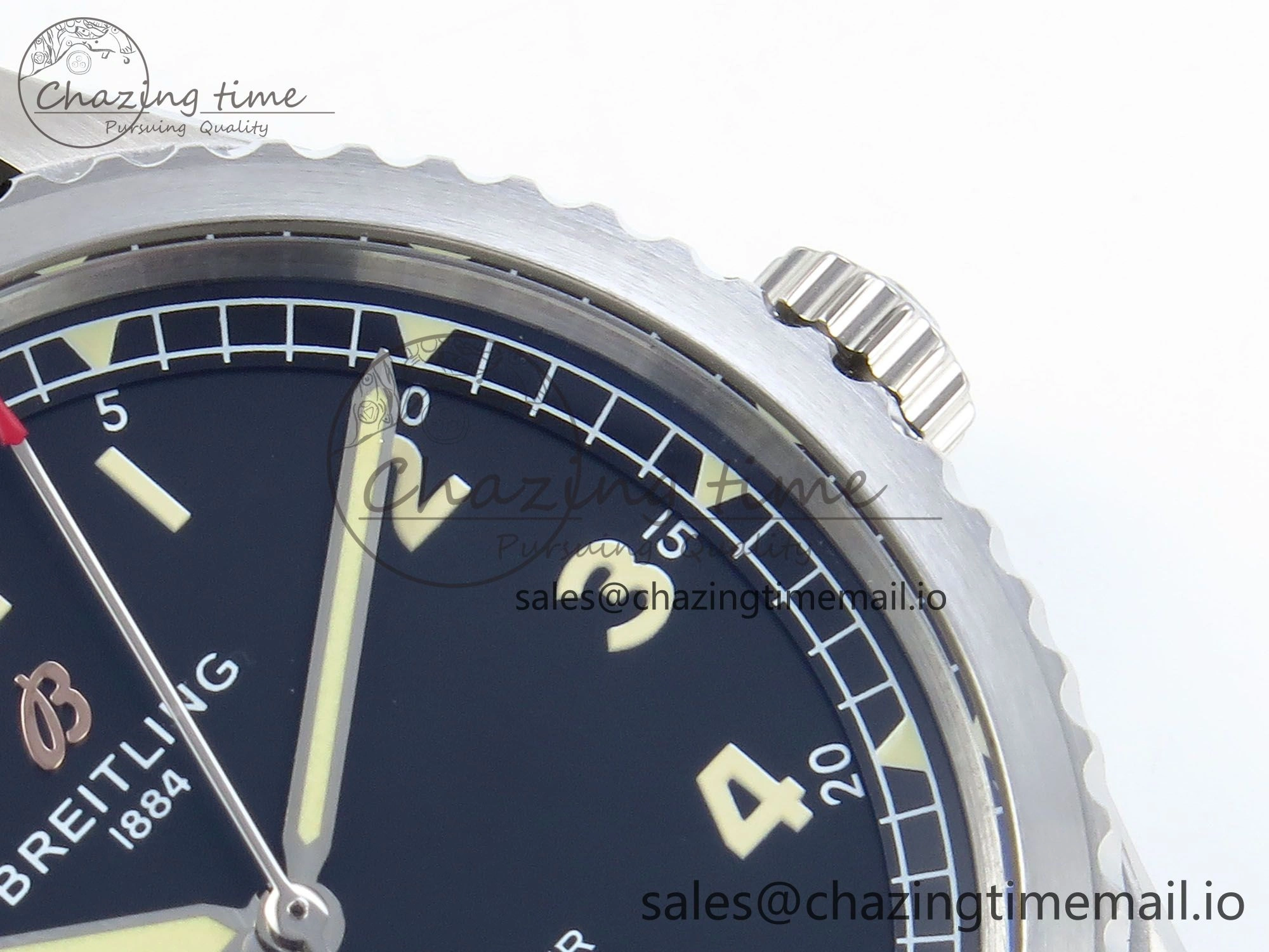 Navitimer 8 Automatic 41mm SS TF 1:1 Best Edition Black Dial on Black Leather Strap A2824
