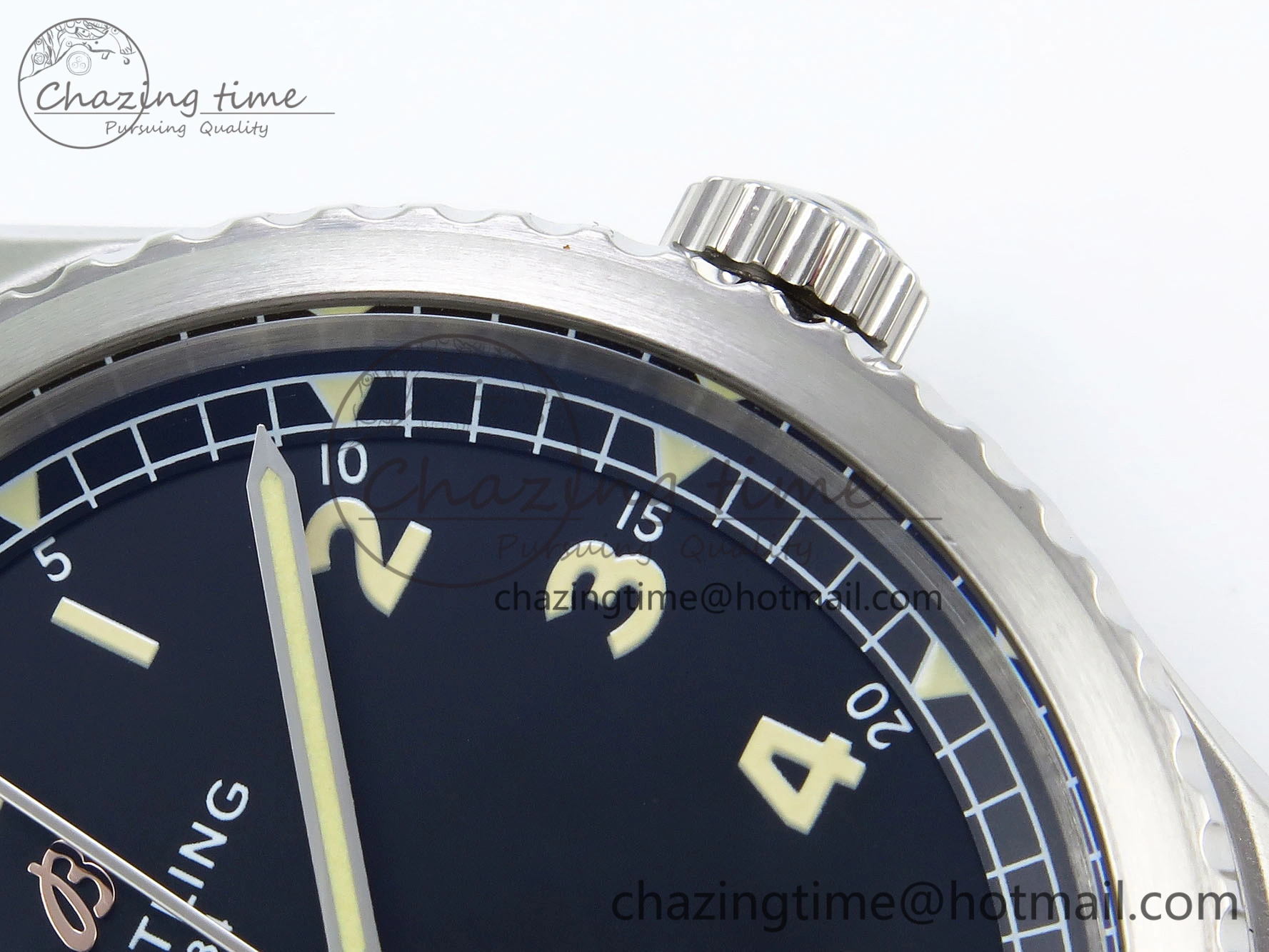 Navitimer 8 Automatic 41mm SS TF 1:1 Best Edition Black Dial on Black Leather Strap A2824