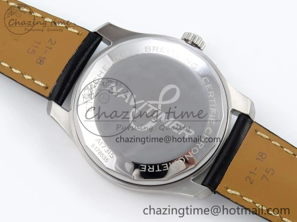 Navitimer 8 Automatic 41mm SS TF 1:1 Best Edition Black Dial on Black Leather Strap A2824