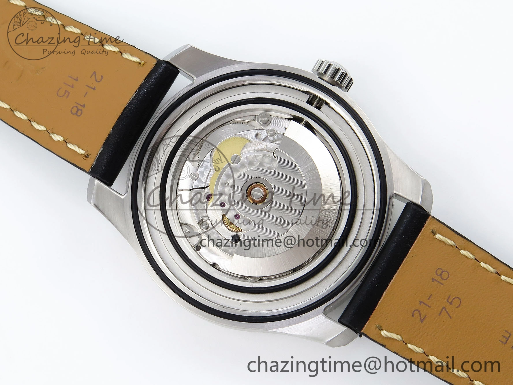 Navitimer 8 Automatic 41mm SS TF 1:1 Best Edition Black Dial on Black Leather Strap A2824