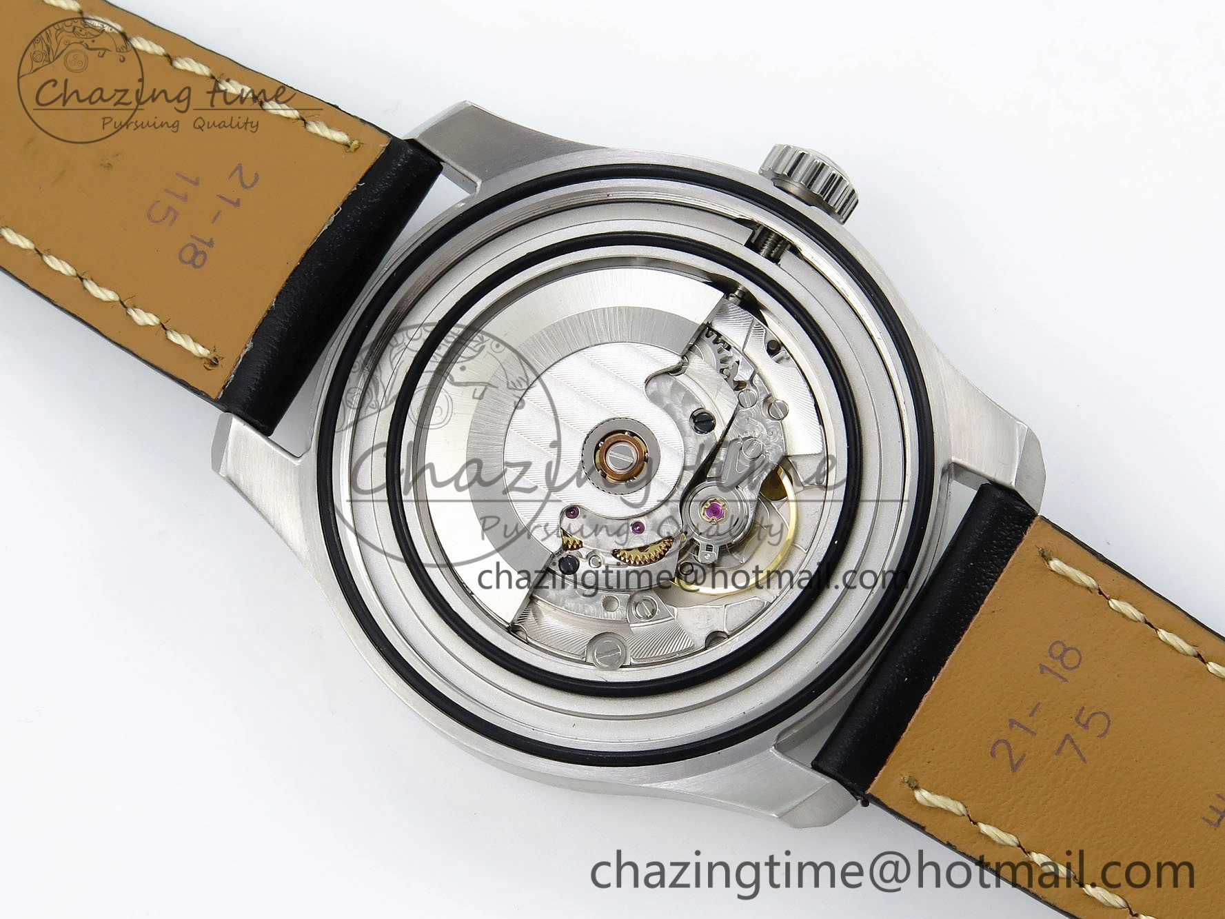 Navitimer 8 Automatic 41mm SS TF 1:1 Best Edition Black Dial on Black Leather Strap A2824