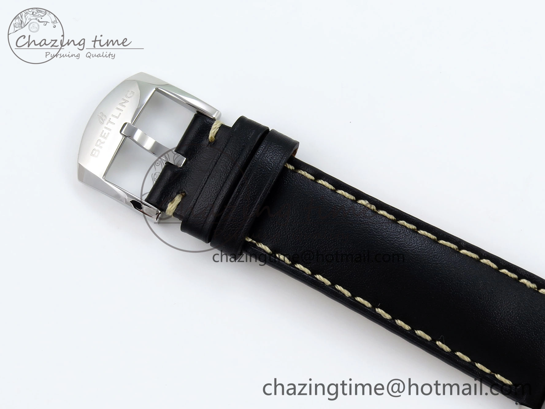 Navitimer 8 Automatic 41mm SS TF 1:1 Best Edition Black Dial on Black Leather Strap A2824