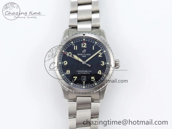 Navitimer 8 Automatic 41mm SS TF 1:1 Best Edition Black Dial on SS Bracelet A2824