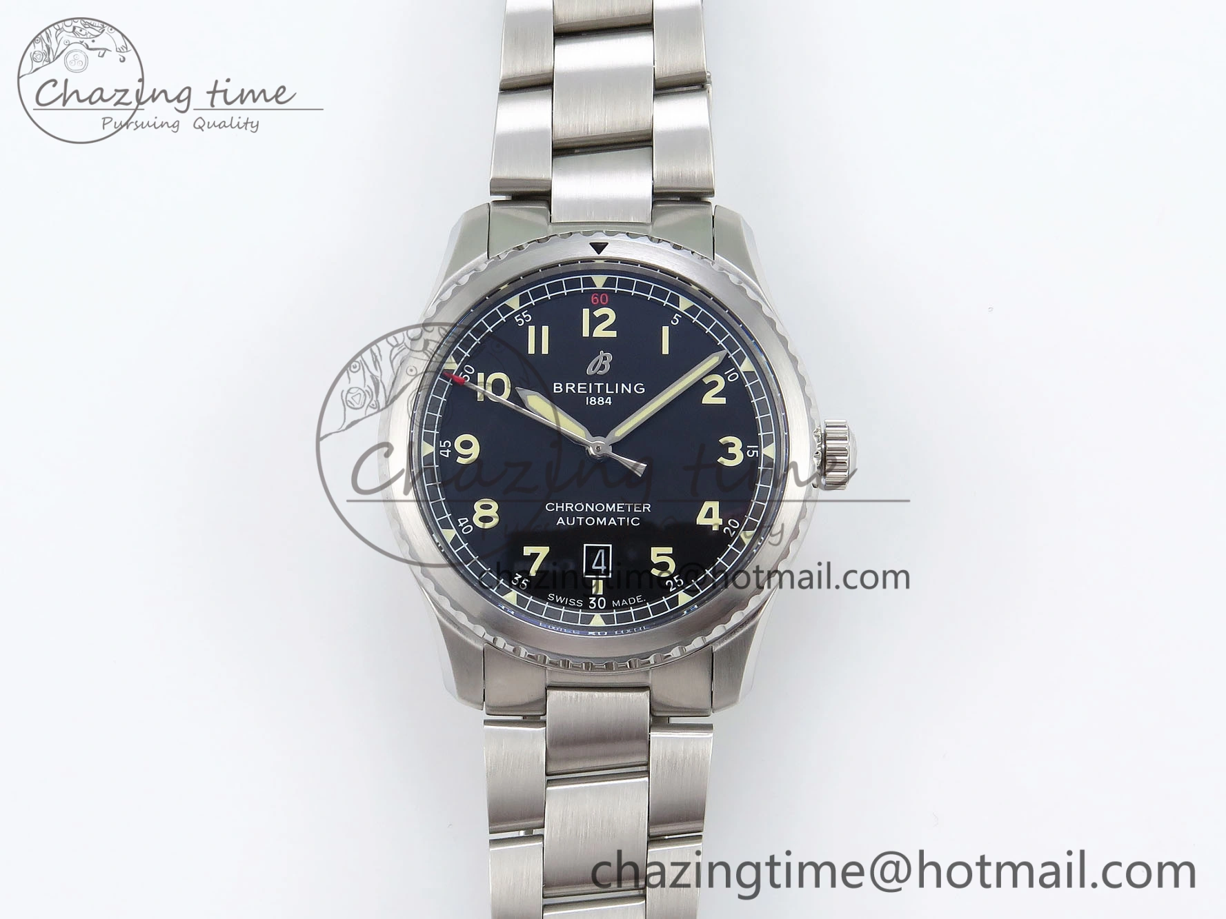 Navitimer 8 Automatic 41mm SS TF 1:1 Best Edition Black Dial on SS Bracelet A2824