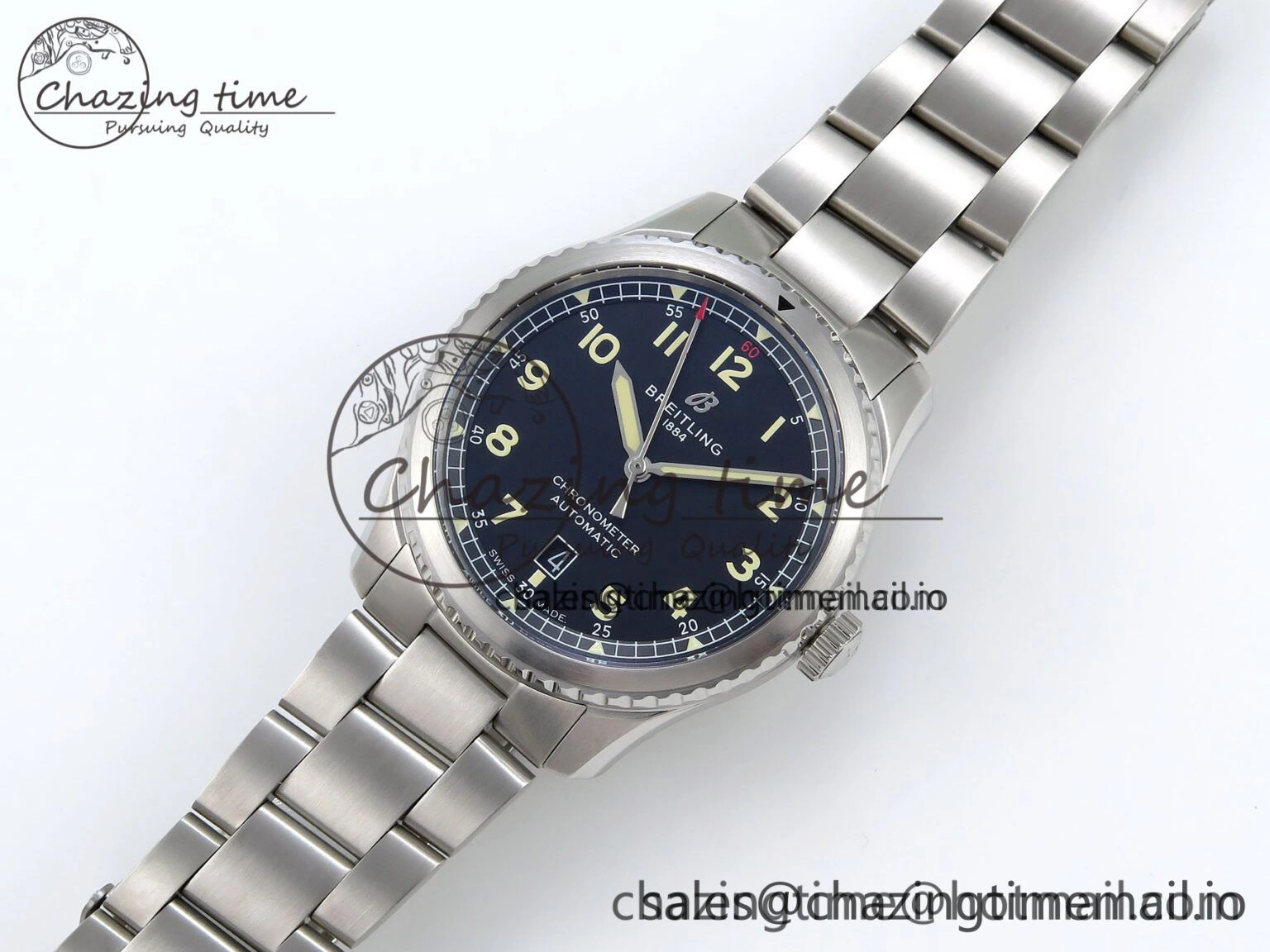Navitimer 8 Automatic 41mm SS TF 1:1 Best Edition Black Dial on SS Bracelet A2824