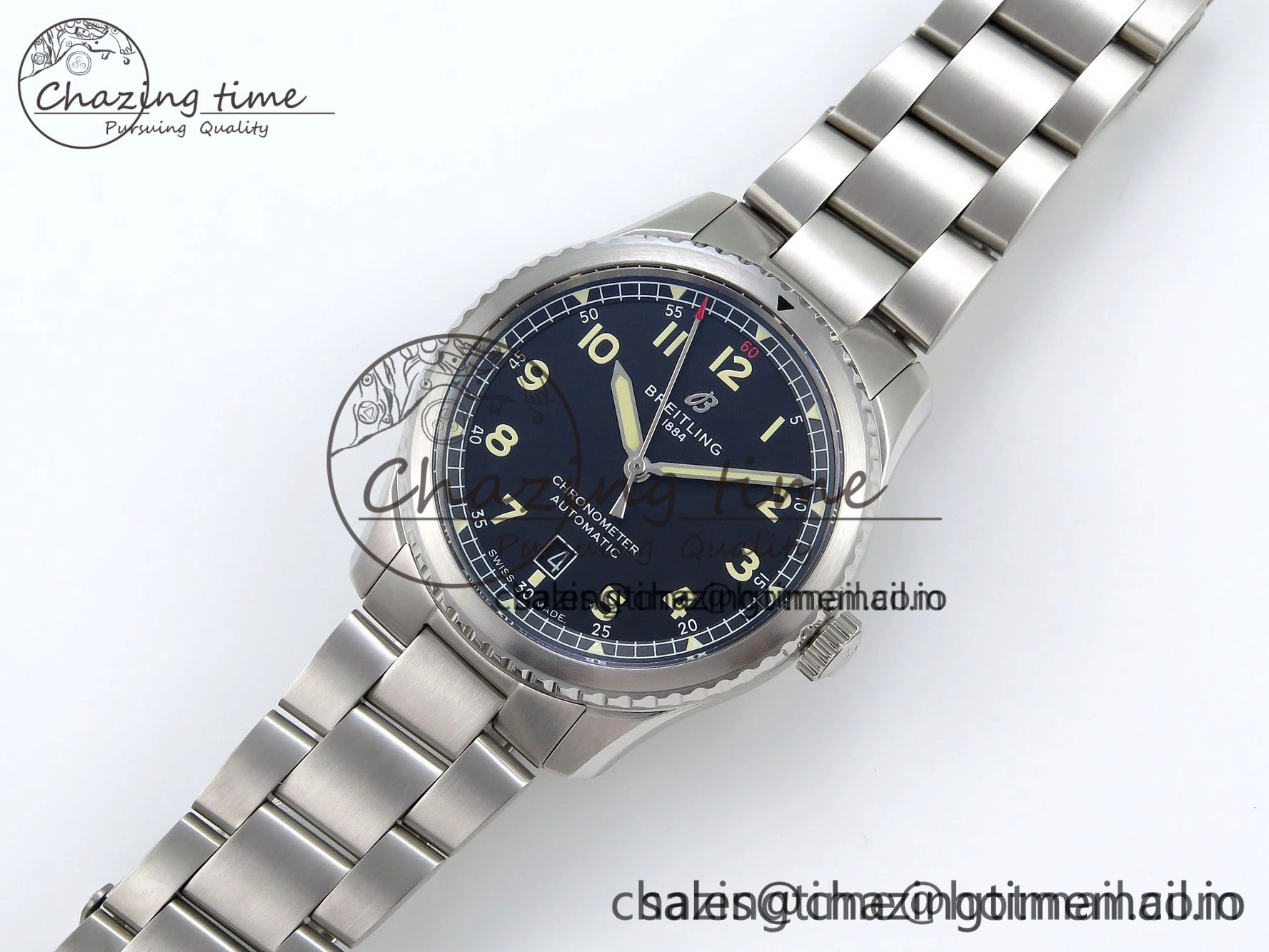 Navitimer 8 Automatic 41mm SS TF 1:1 Best Edition Black Dial on SS Bracelet A2824