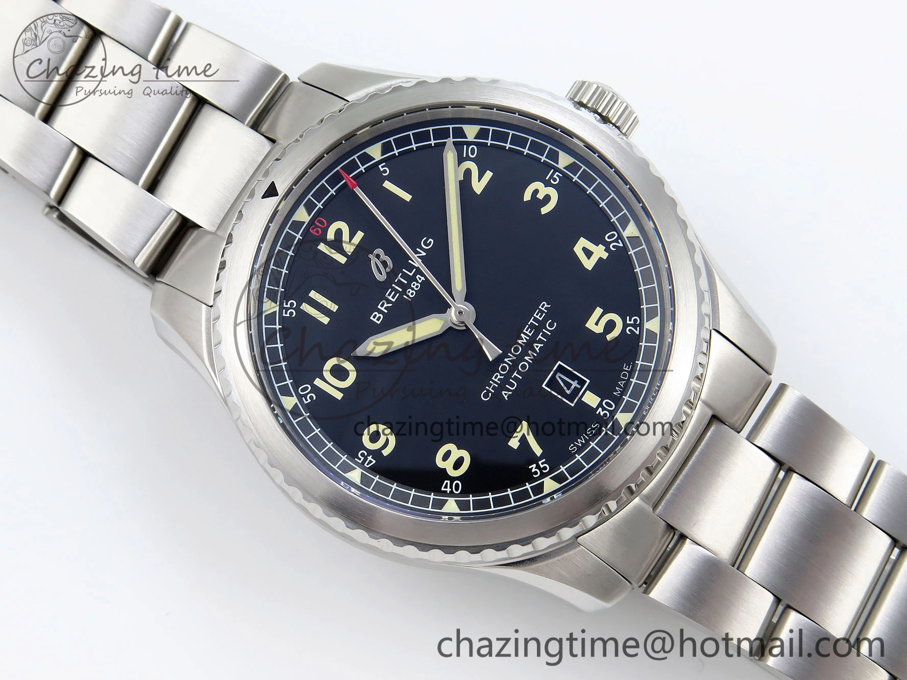 Navitimer 8 Automatic 41mm SS TF 1:1 Best Edition Black Dial on SS Bracelet A2824