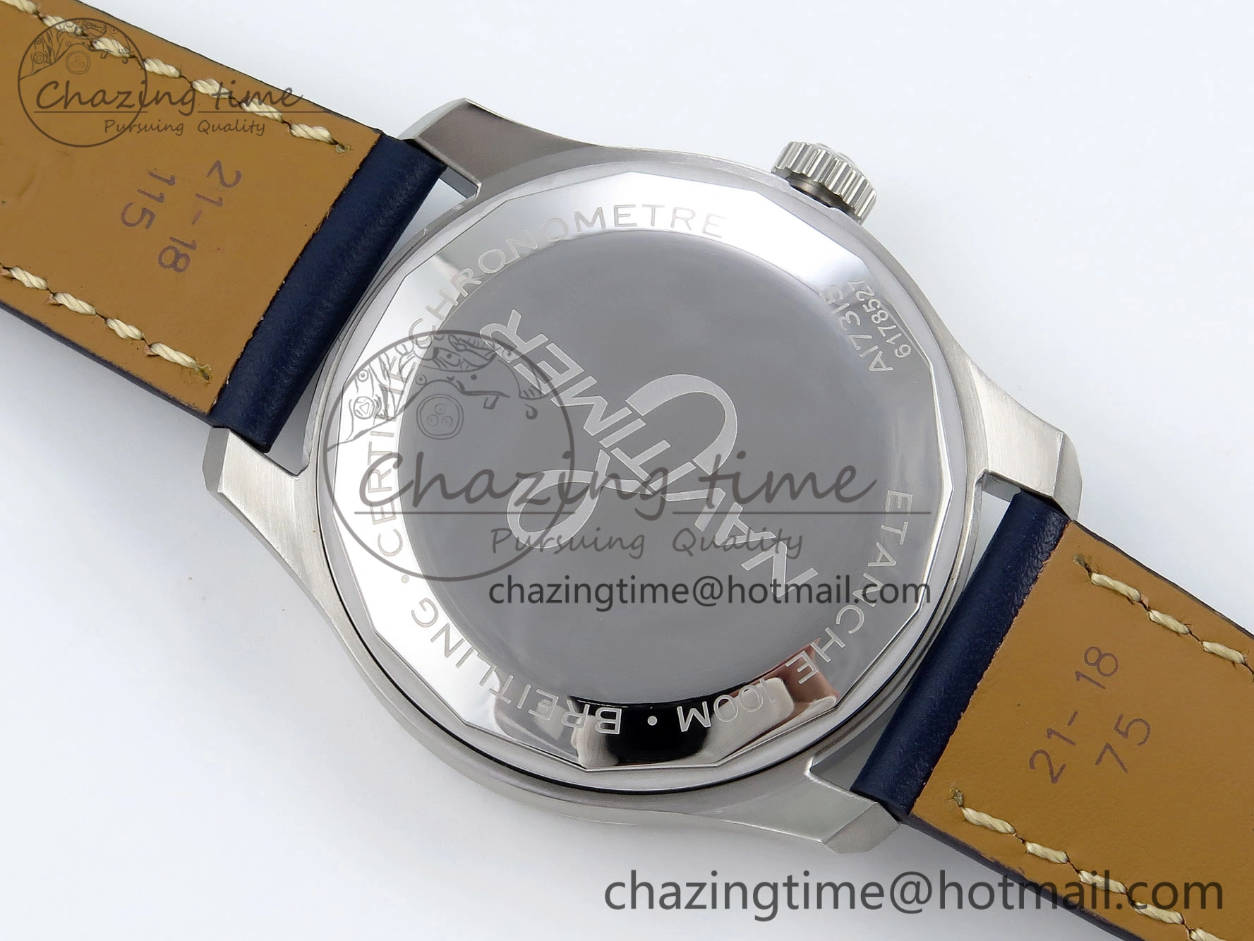Navitimer 8 Automatic 41mm SS TF 1:1 Best Edition Blue Dial on Blue Leather Strap A2824