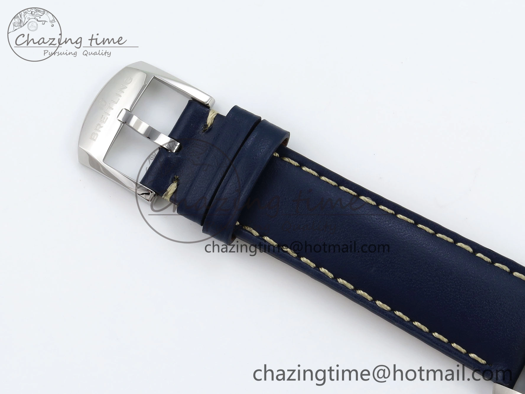 Navitimer 8 Automatic 41mm SS TF 1:1 Best Edition Blue Dial on Blue Leather Strap A2824