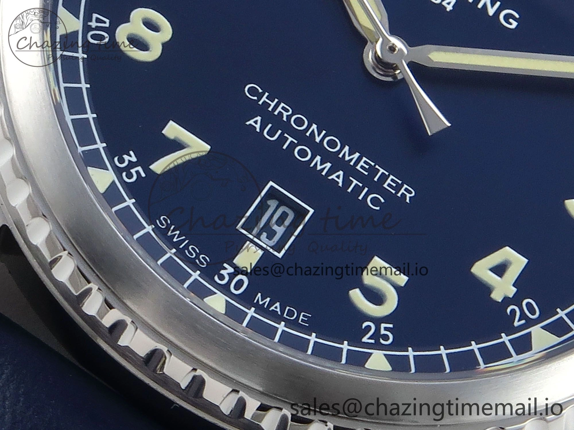 Navitimer 8 Automatic 41mm SS TF 1:1 Best Edition Blue Dial on Blue Leather Strap A2824