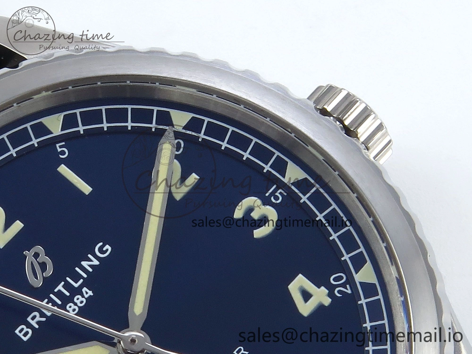 Navitimer 8 Automatic 41mm SS TF 1:1 Best Edition Blue Dial on Blue Leather Strap A2824