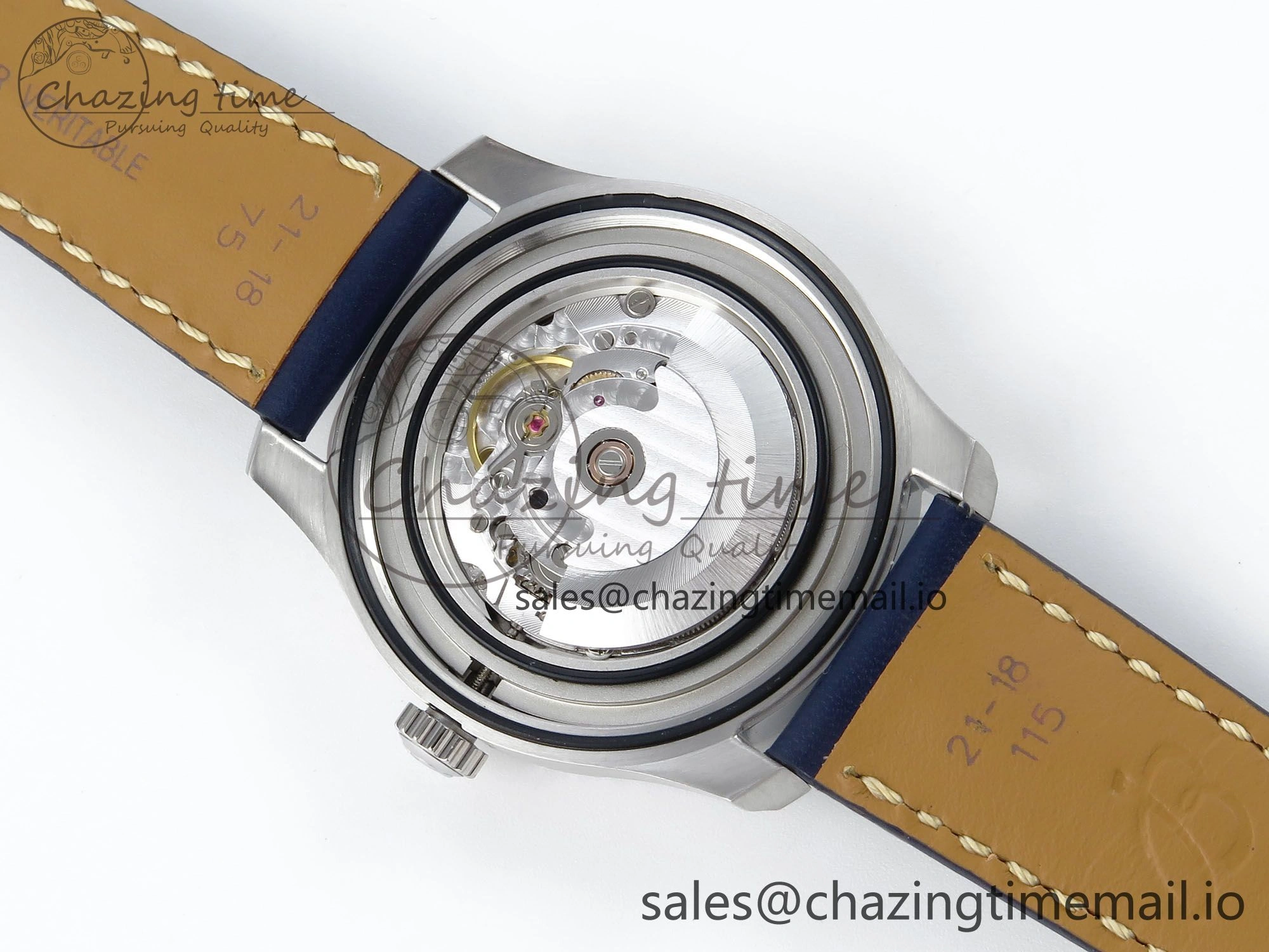 Navitimer 8 Automatic 41mm SS TF 1:1 Best Edition Blue Dial on Blue Leather Strap A2824