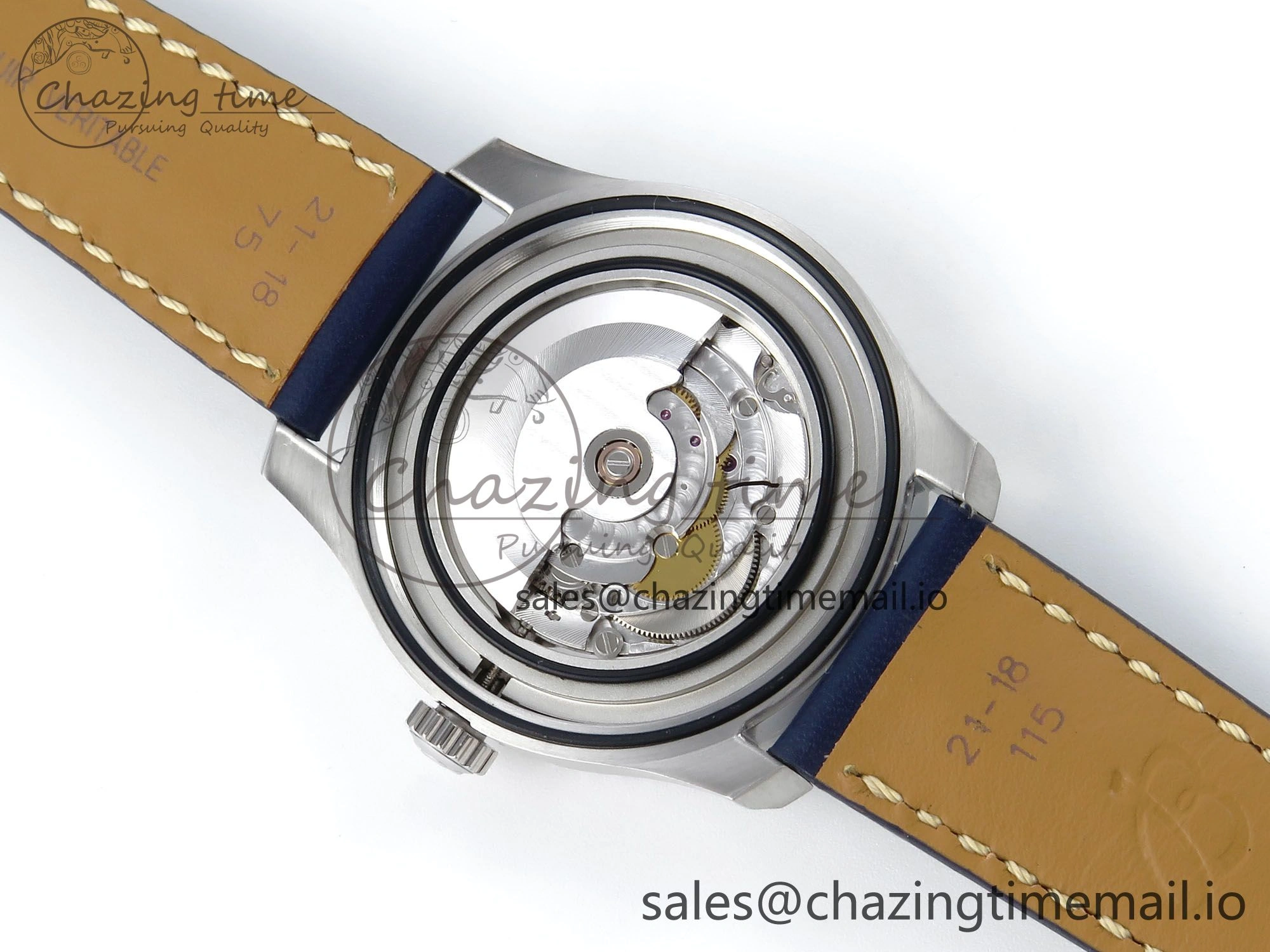 Navitimer 8 Automatic 41mm SS TF 1:1 Best Edition Blue Dial on Blue Leather Strap A2824